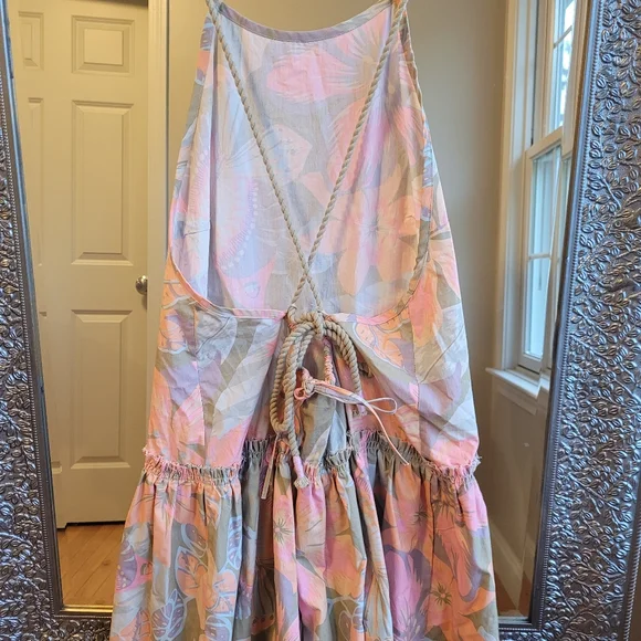 Free People Women’s Size Large Deserted Island Open Back‎ Mini Dress NWoT - Picture 4 of 9